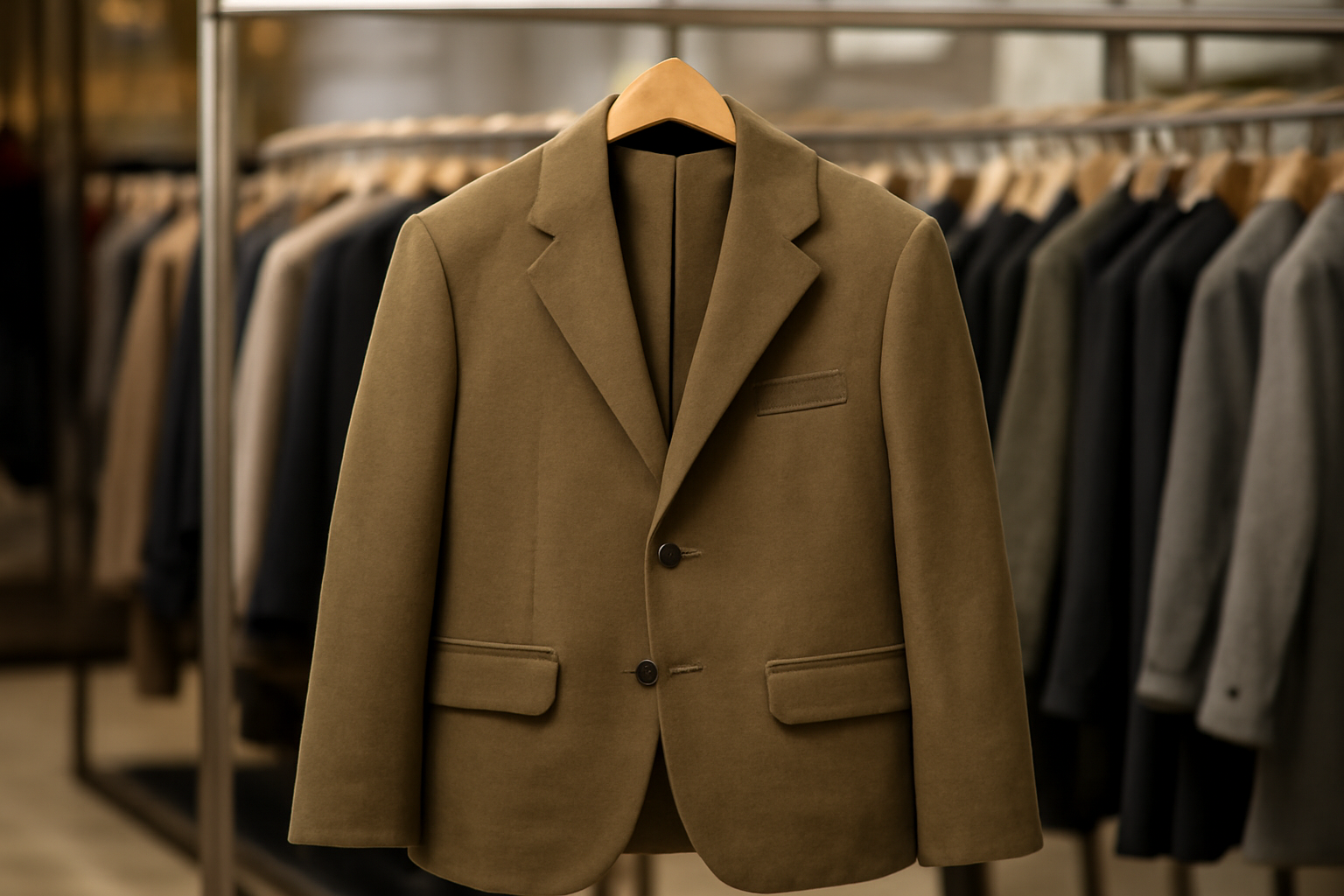 tendancemagasin-armani-veste-chic veste posée sur cintre en magasin