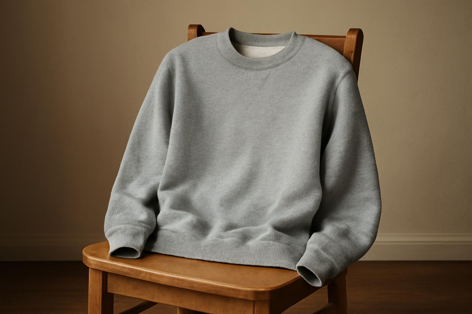 sweat posé sur chaise en bois