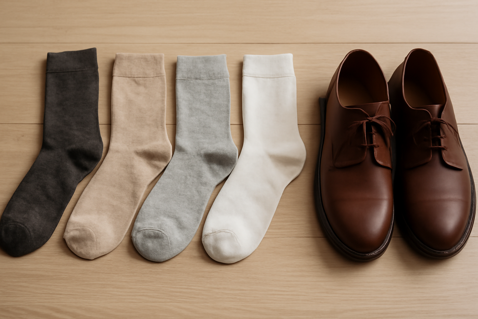 tendancemagasin-chaussettes-invisibles-basses paires de chaussettes alignées près d'une paire de chaussures
