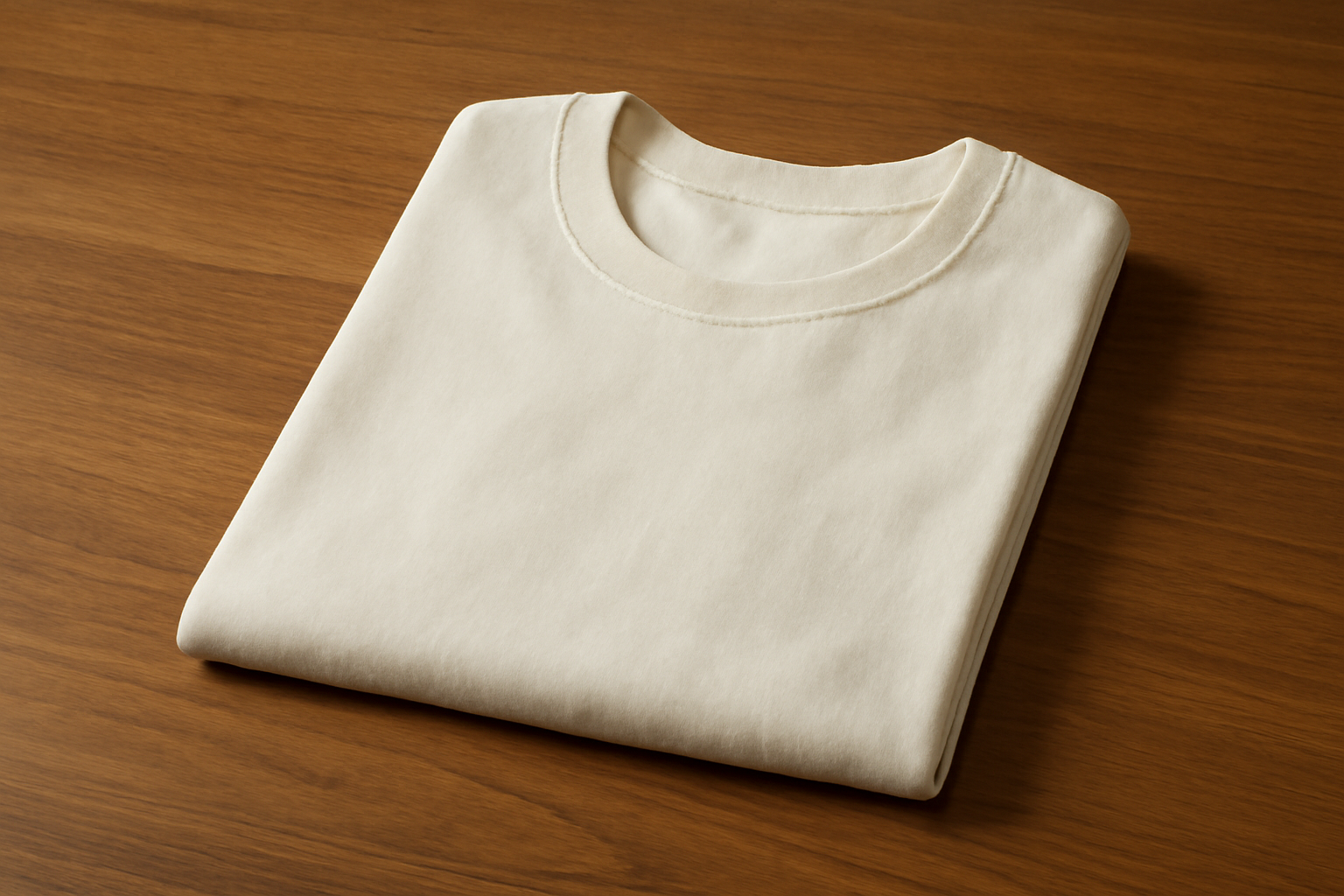 t-shirt plie sur une table en coton