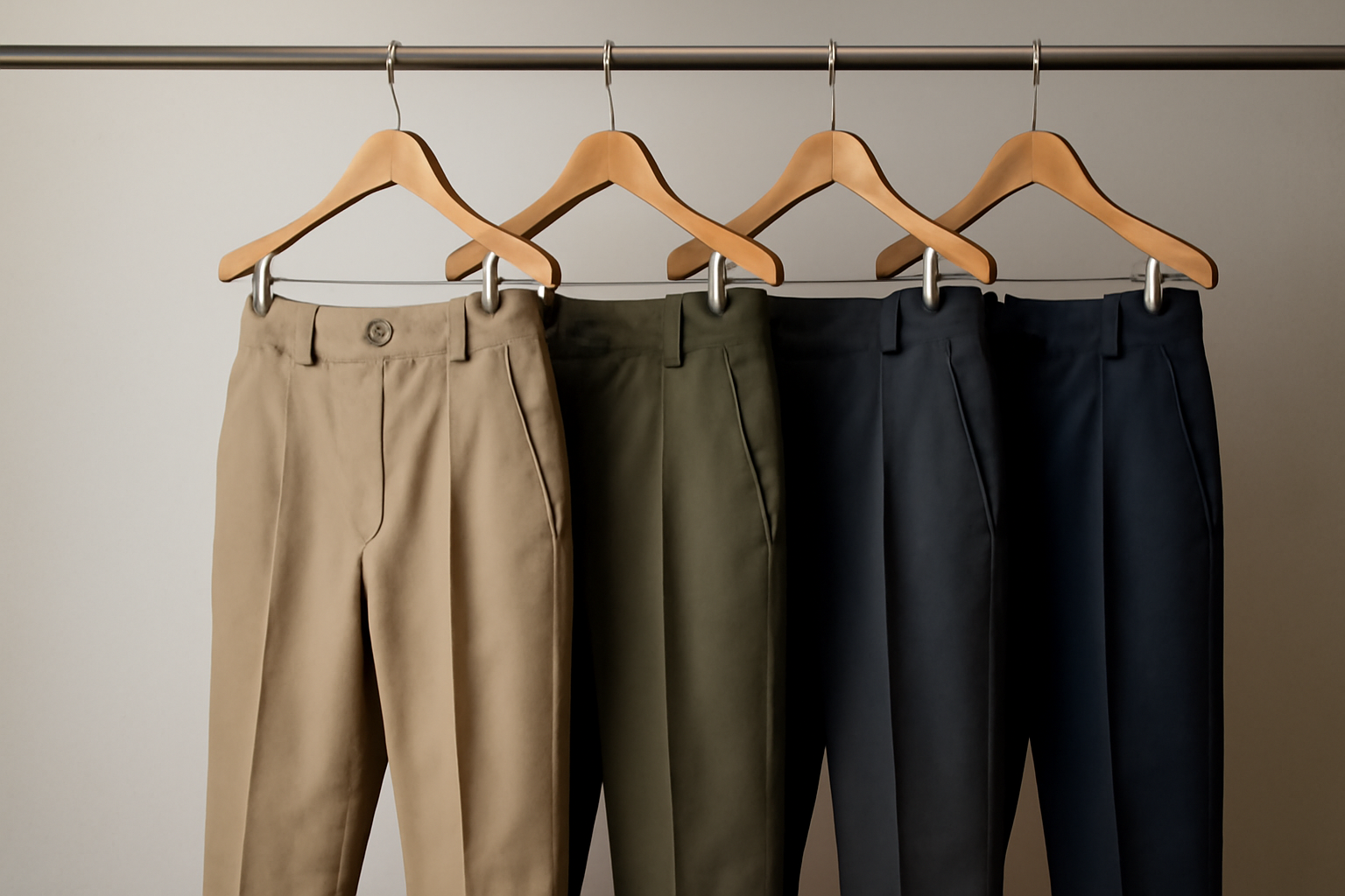 pantalons suspendus sur cintres assortis