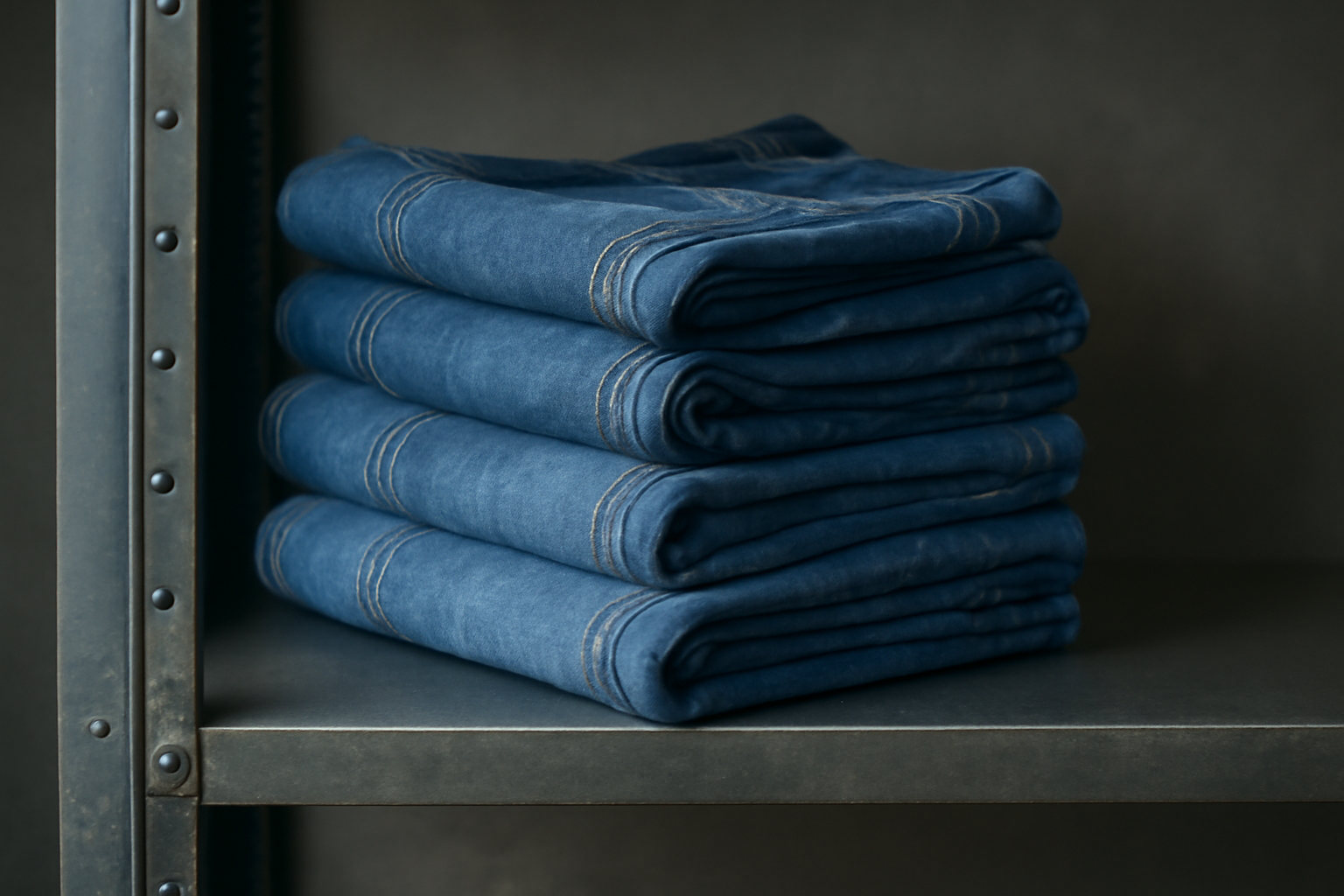 tendancemagasin-diesel-jeans-durables pile de jeans sur étagère métallique