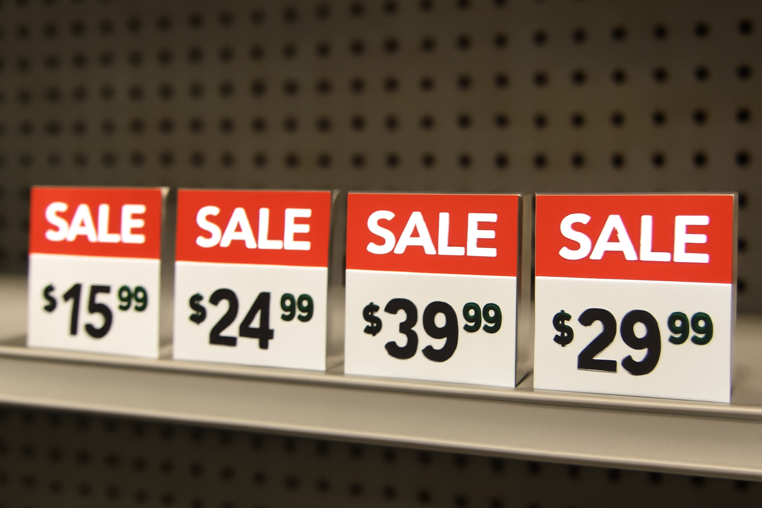 tendancemagasin-distinguer-promo-mode étiquettes prix soldes alignées en rayon