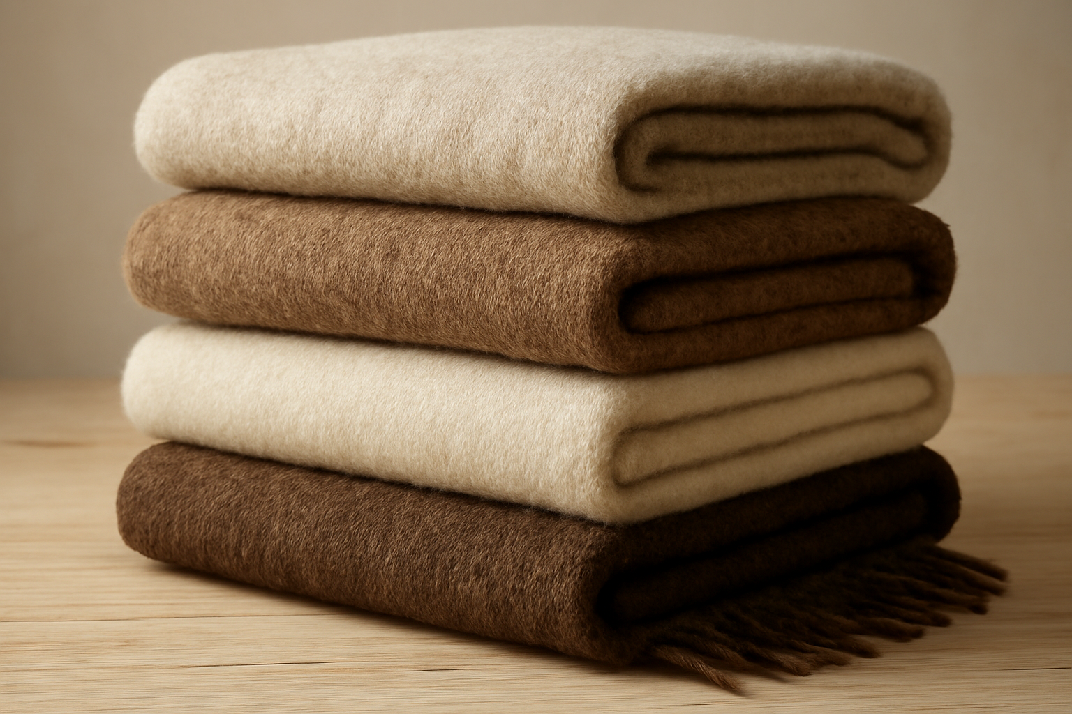écharpes empilées en laine et fibres naturelles