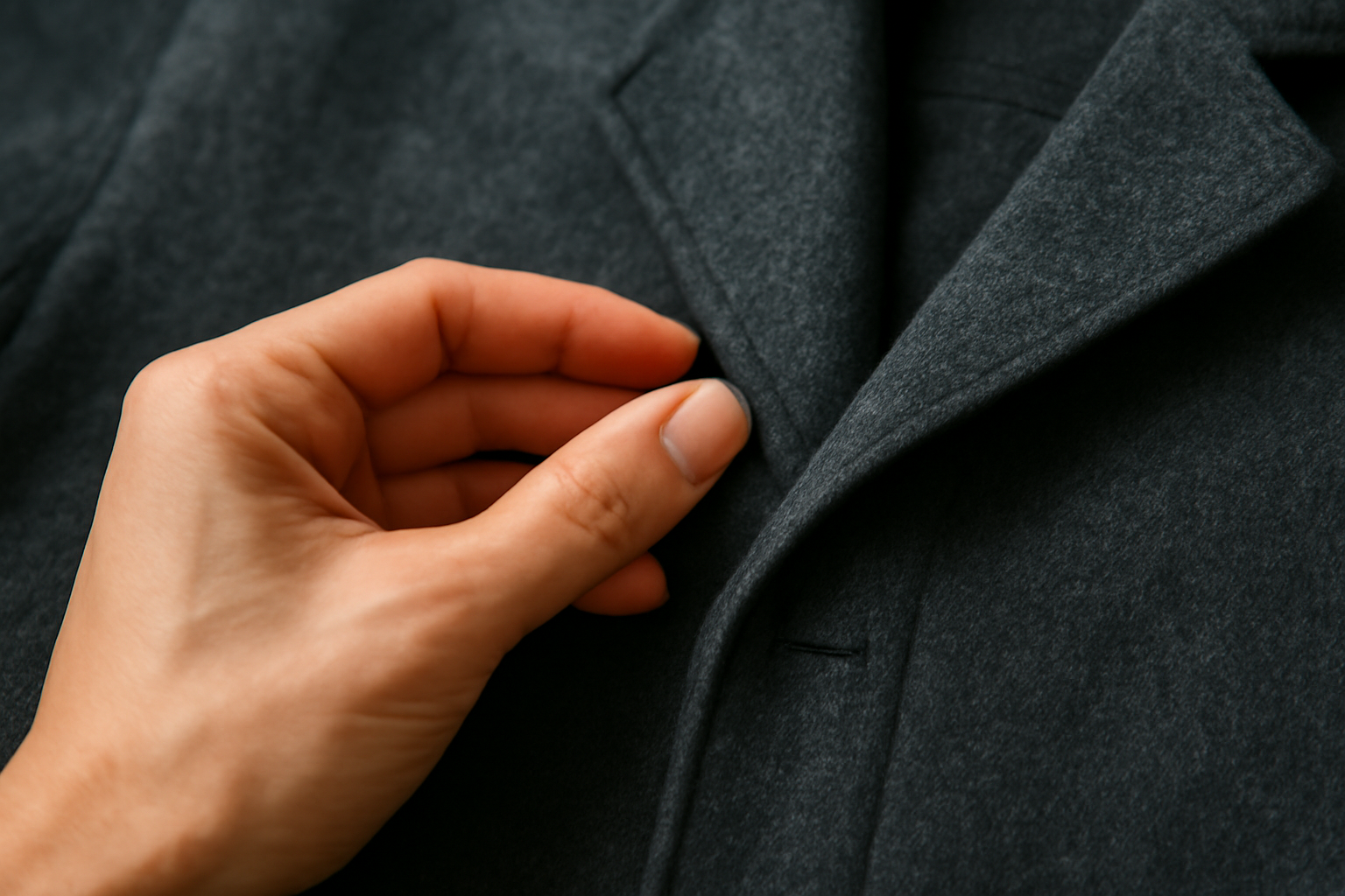tendancemagasin-finitions-veste-durabilite main observant la couture d'une veste
