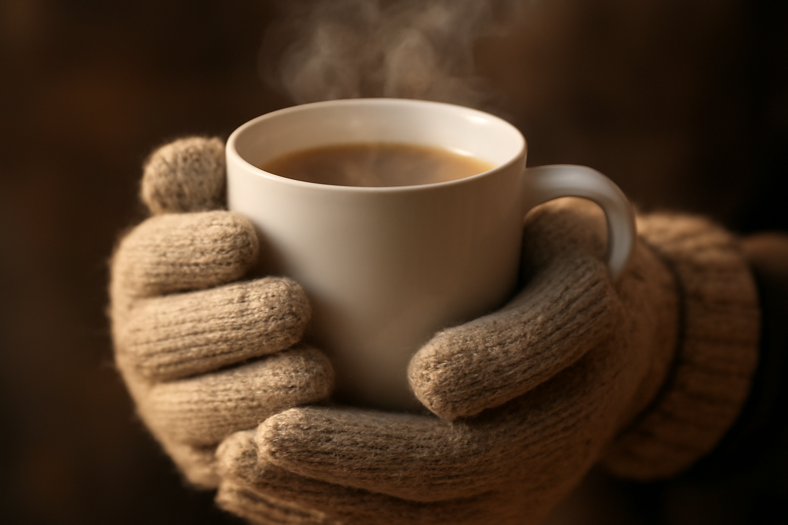 tendancemagasin-gants-styles-et-chauds mains gantées tenant une tasse chaude