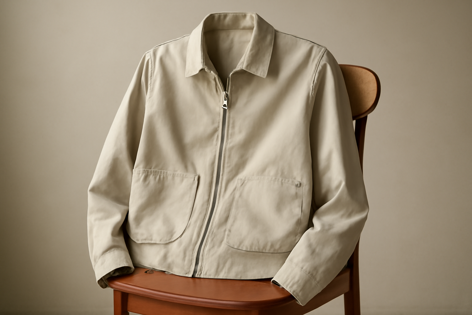 veste légère posée sur dossier de chaise