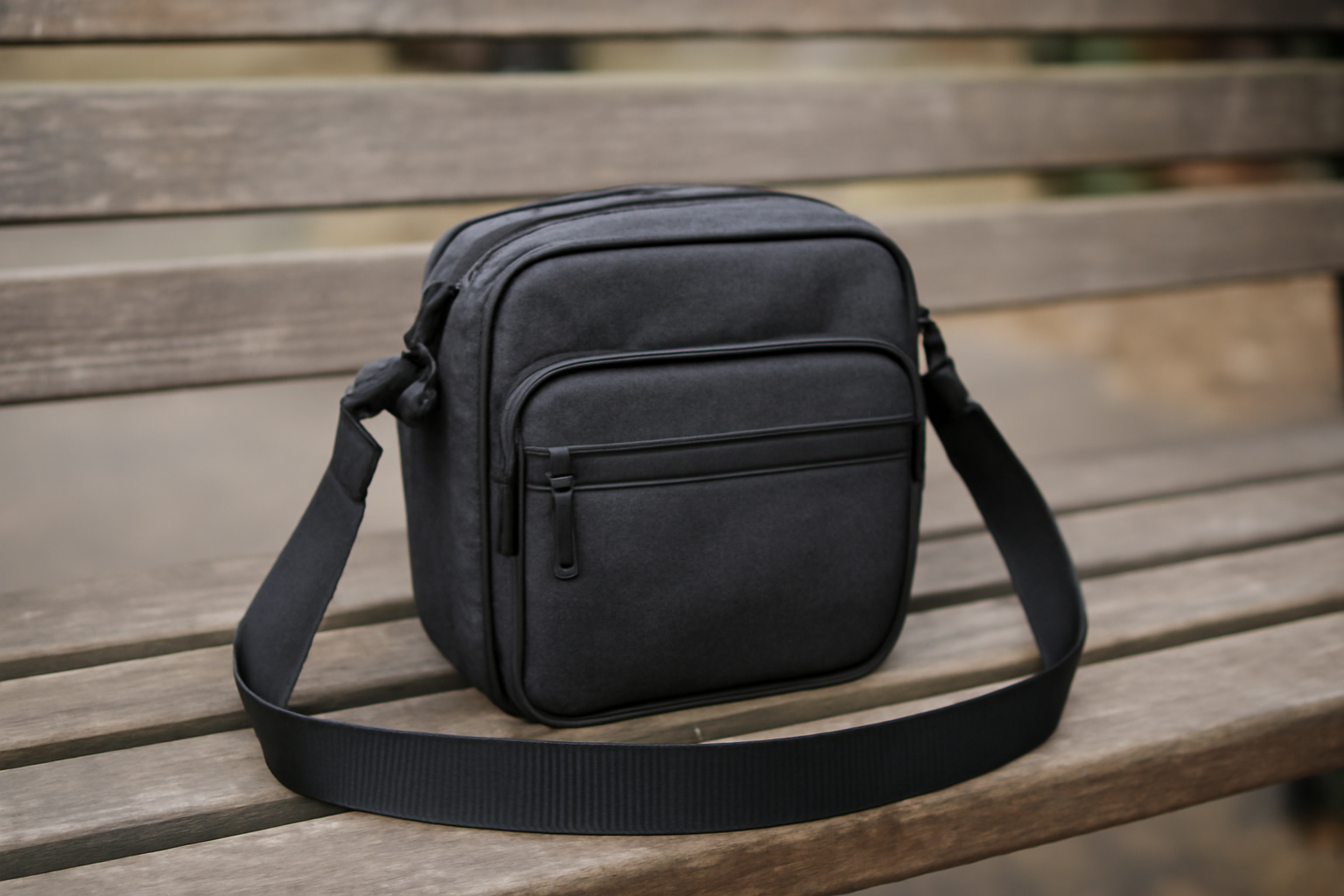 tendancemagasin-sac-eviter-surcharge-quotidienne sac bandoulière compact posé sur un banc