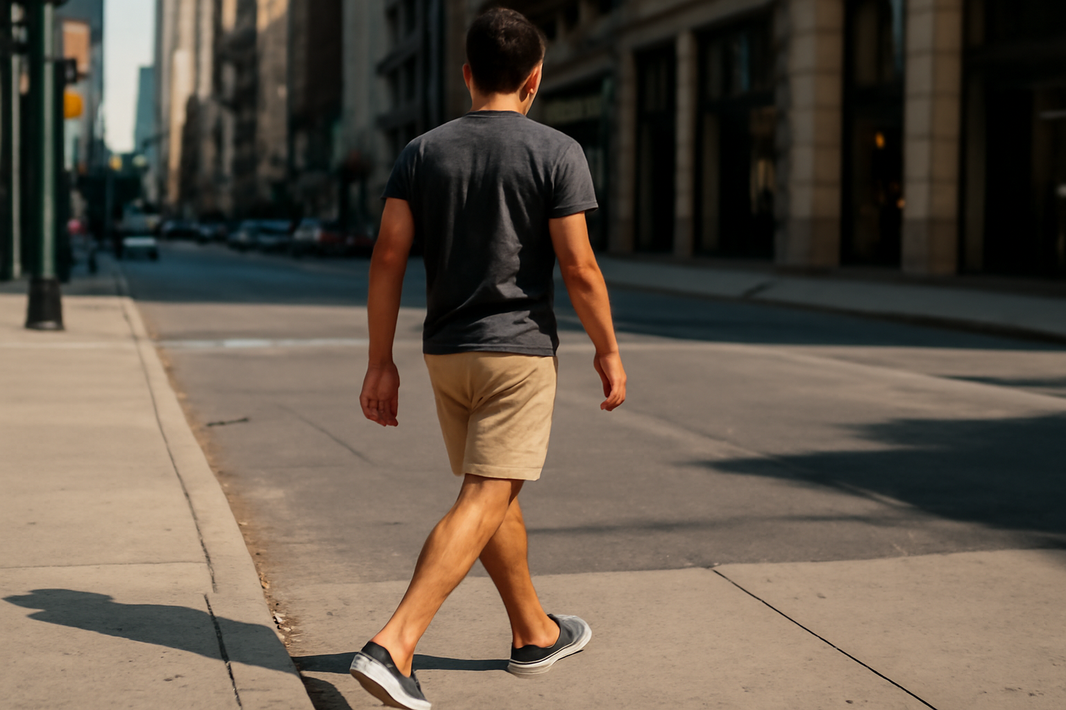 tendancemagasin-short-estival-chic personne marchant en short sur trottoir en ville