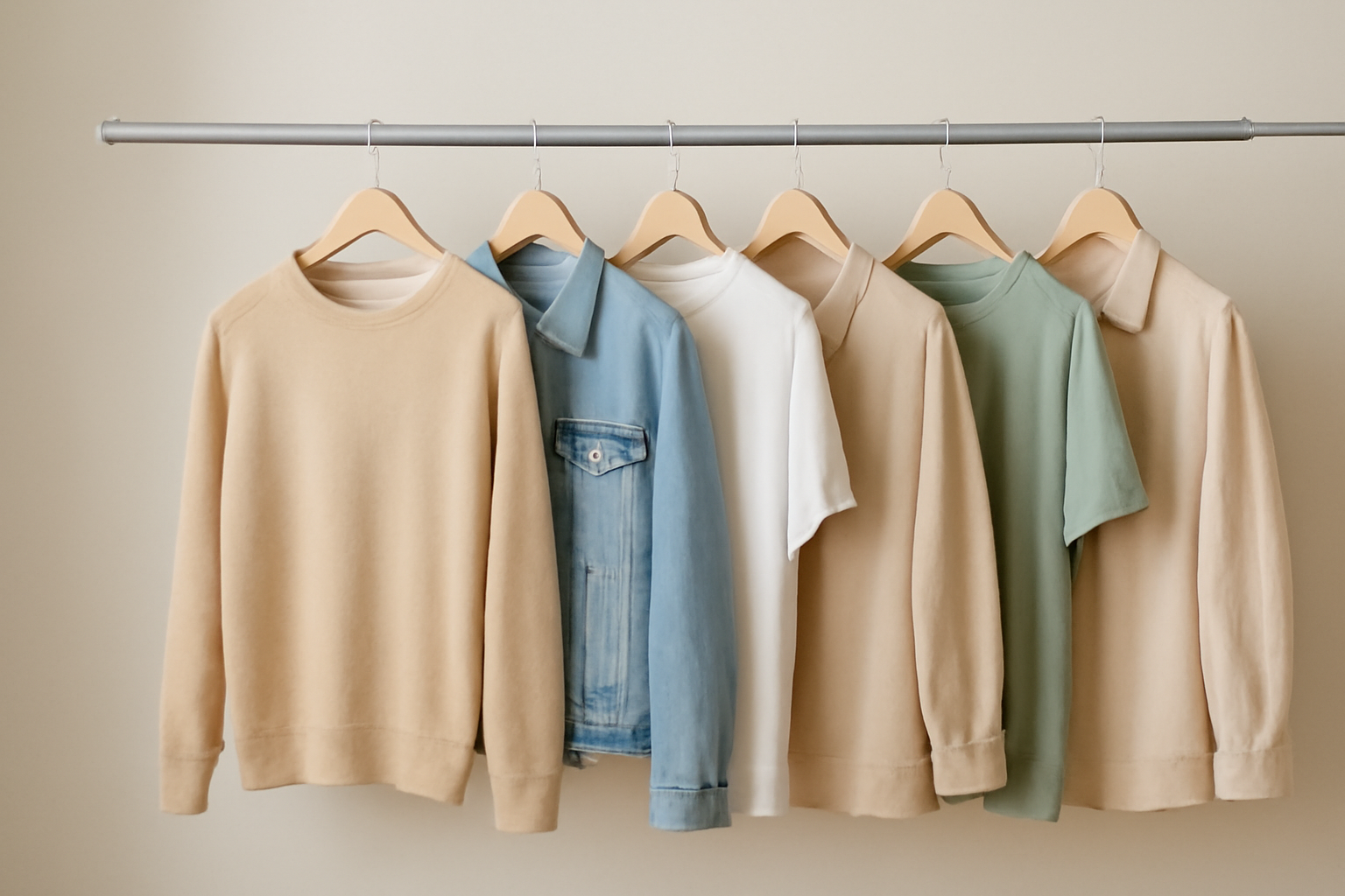 tendancemagasin-six-pieces-mini-dressing six vêtements suspendus sur une tringle simple