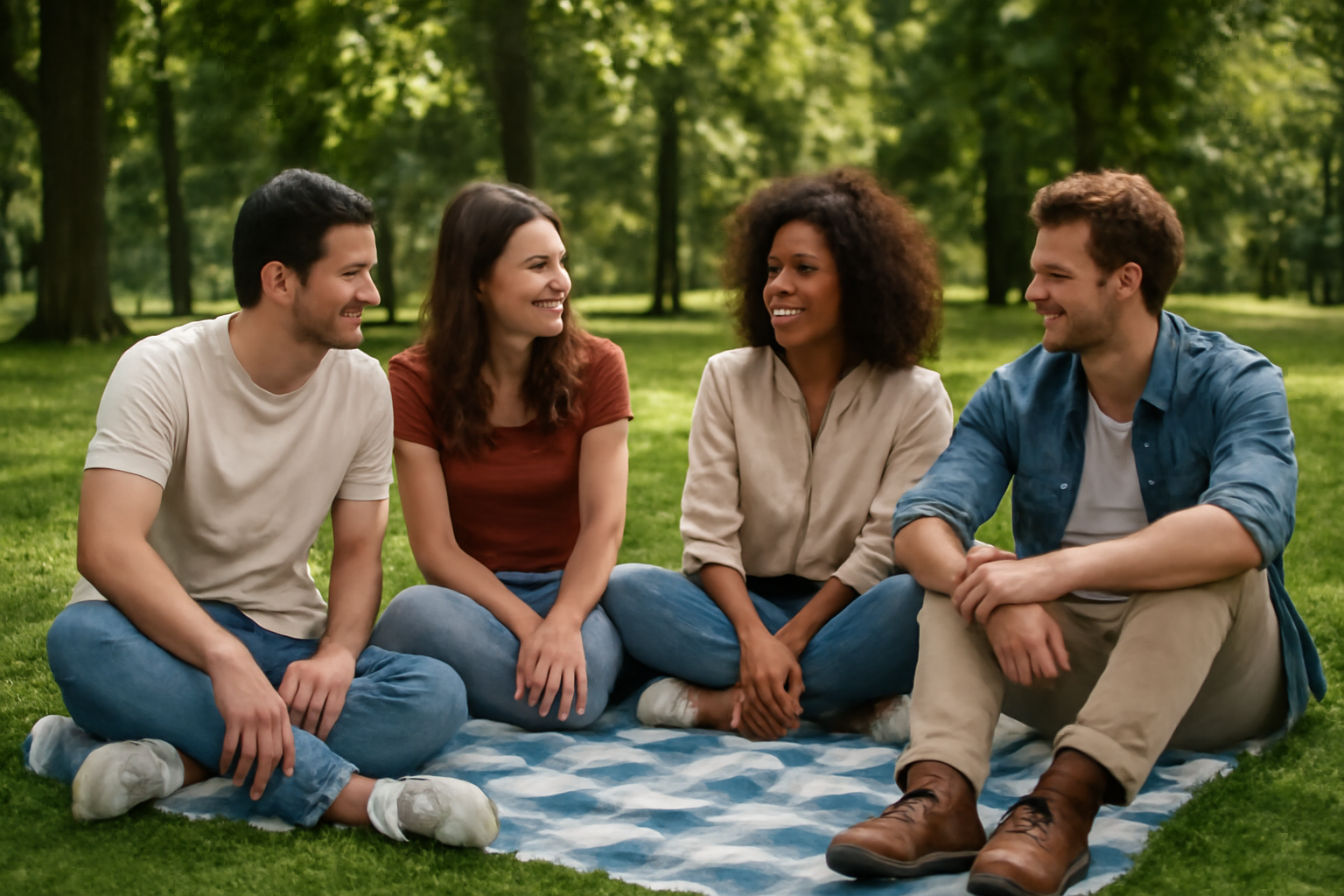 tendancemagasin-tenue-pique-nique-urbain personnes assises sur une couverture en parc