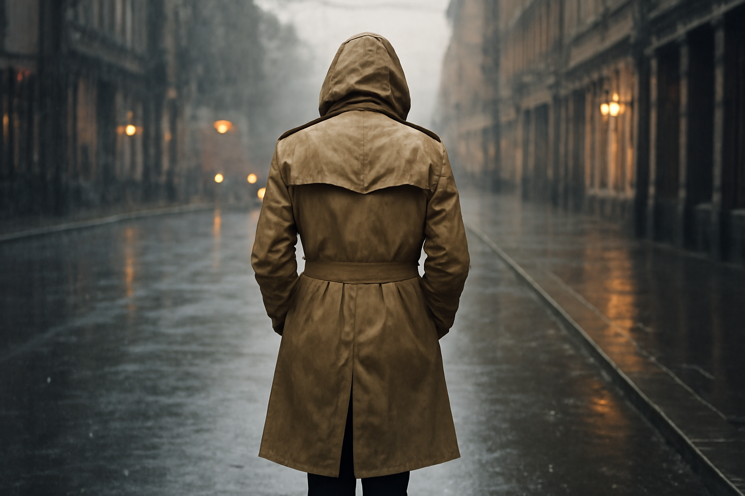 tendancemagasin-trench-escapade-printemps personne portant un trench sur une rue pluvieuse